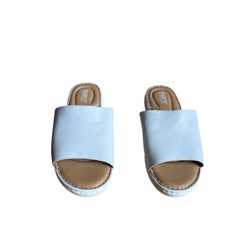 Born Jill Leather Slide Sandals 7M Hand Crafted Comfort Flat Minimalist Coastal